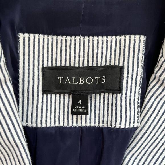 Talbots‎ Stripe Piped Blazer Jacket in Black and White Cotton Stretch, Size 4 - Picture 5 of 14